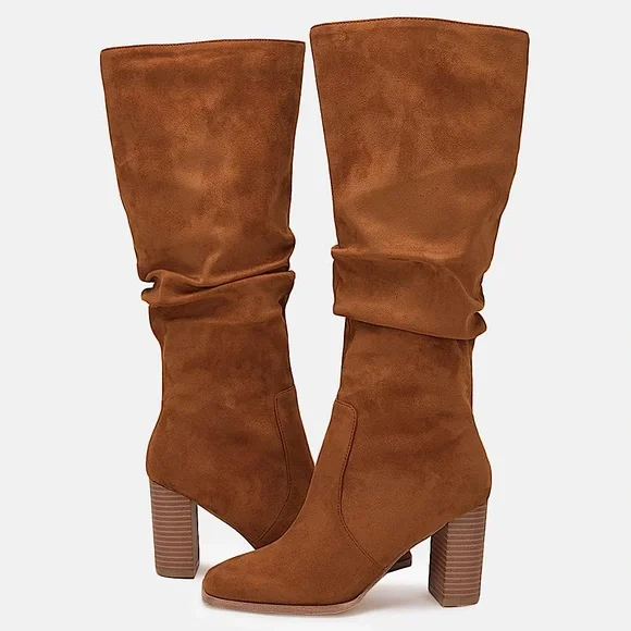 🆕🤎JULIET HOLY: Chunky Heel Square Toe Boot ✨WIDE CALF FRIENDLY✨SZ 9 - Picture 3 of 12